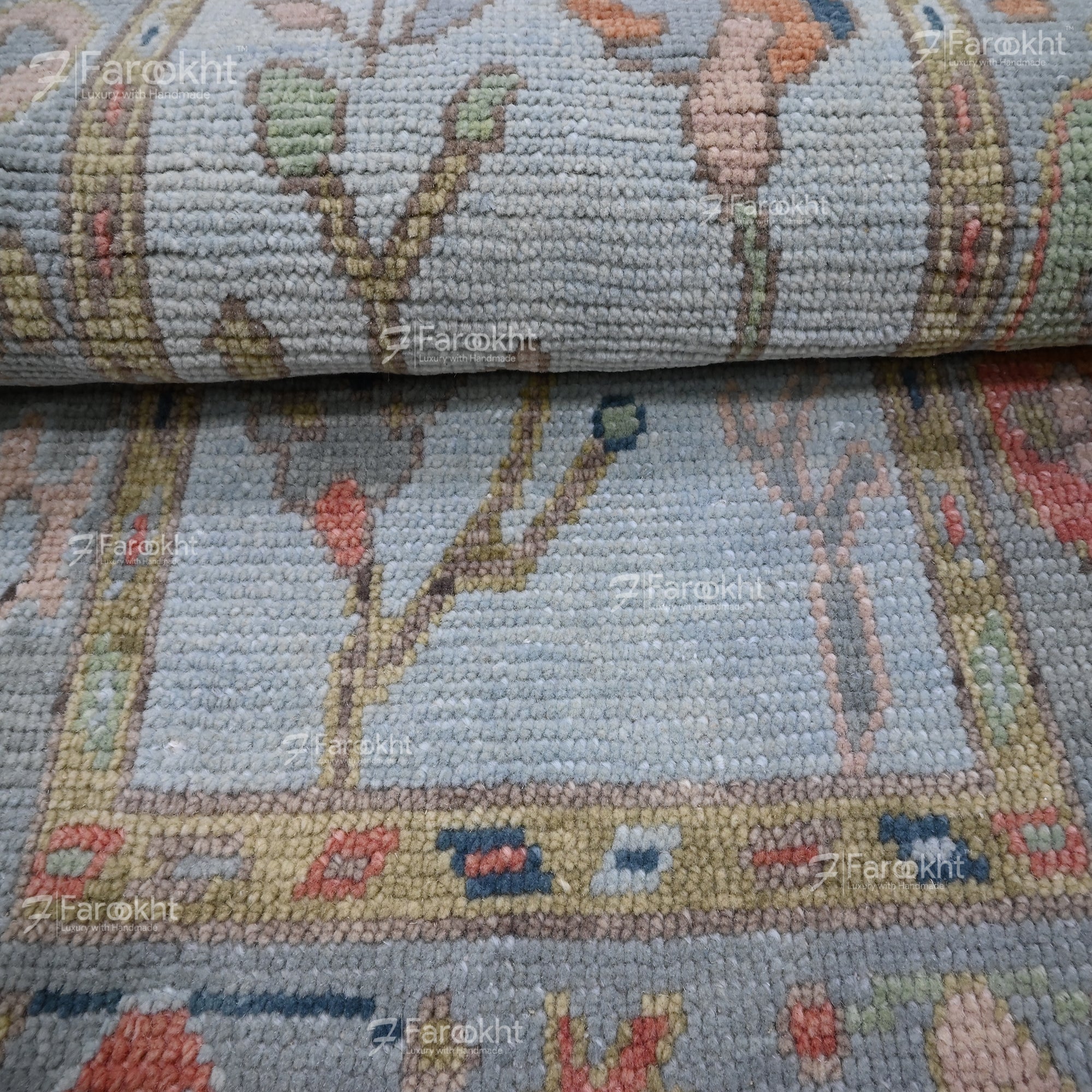 Hand Knotted Oushak Carpet and Rugs 028