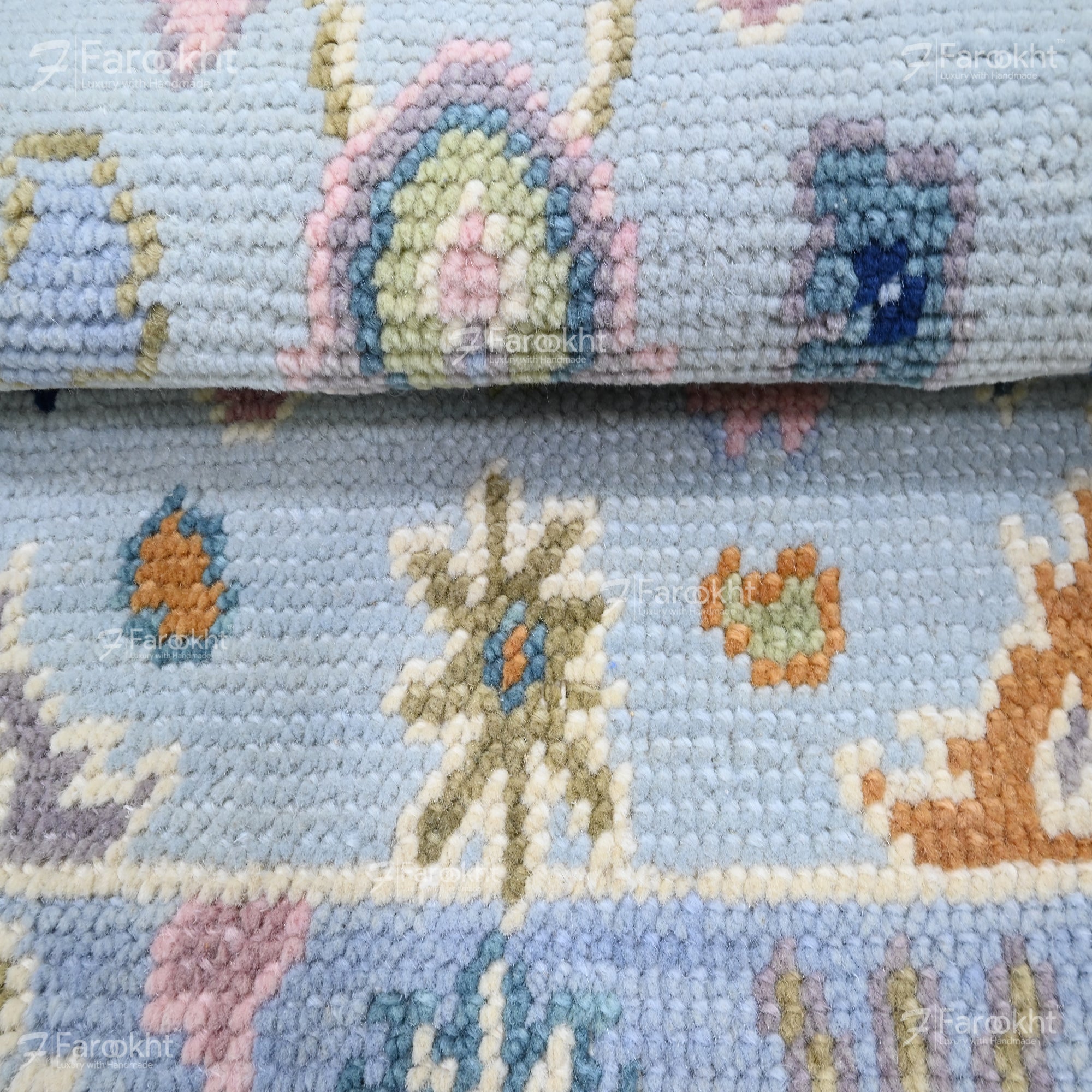 Hand Knotted Oushak Carpet and Rugs 030