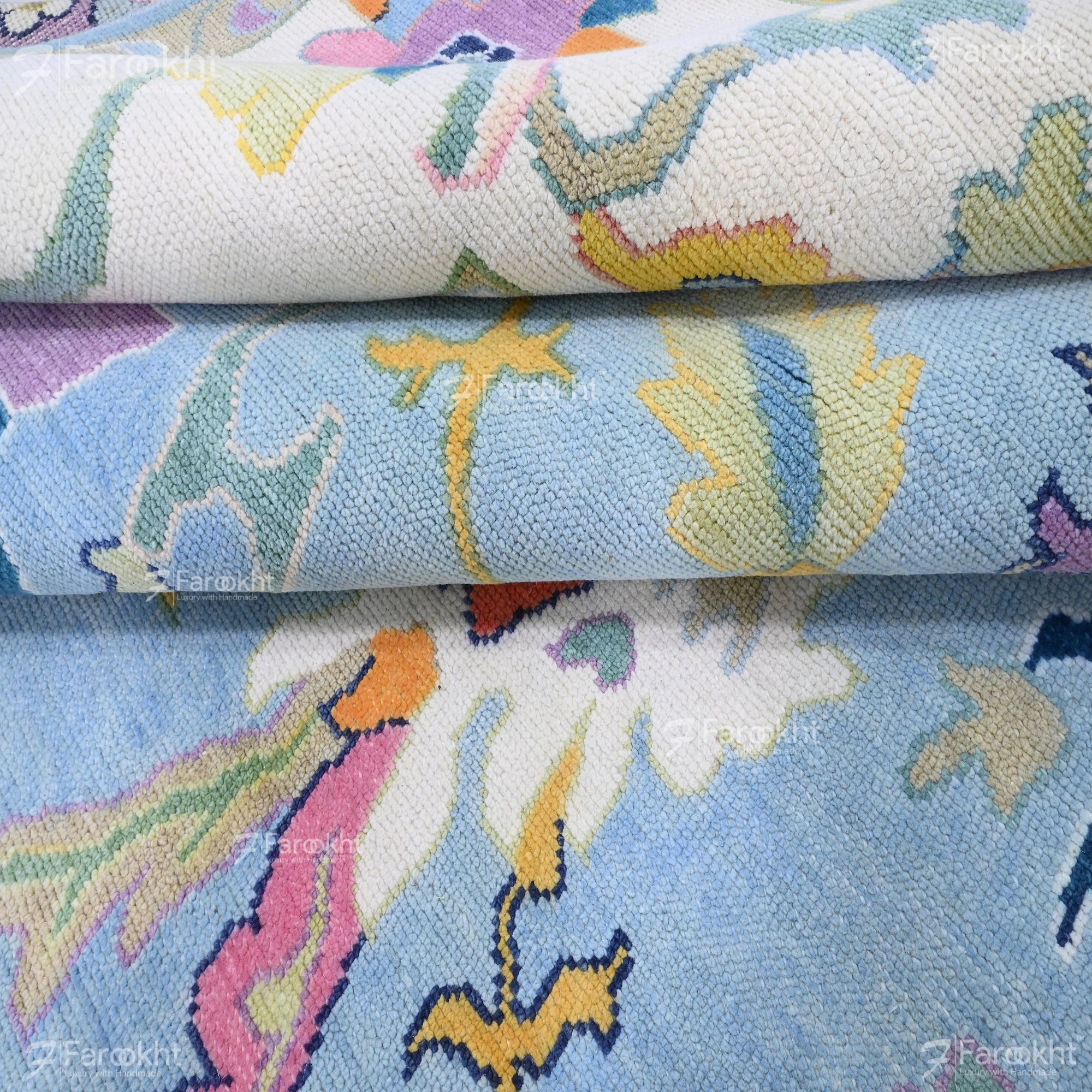 Close-up of fabric with colorful fish pattern