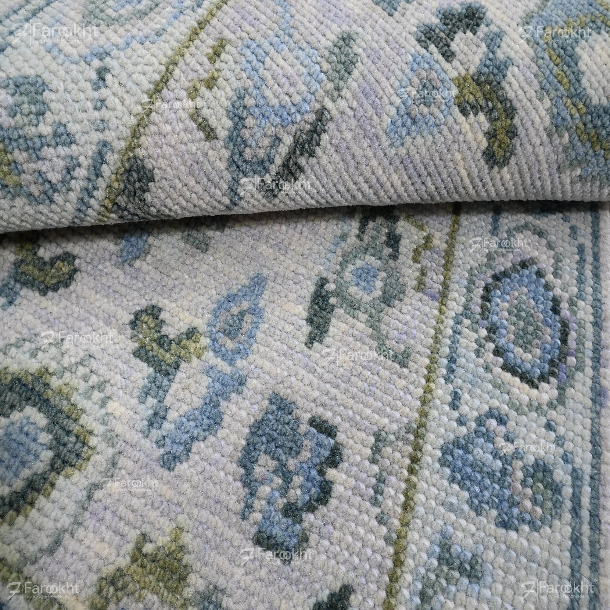 Hand Knotted Oushak Carpet and Rugs 016