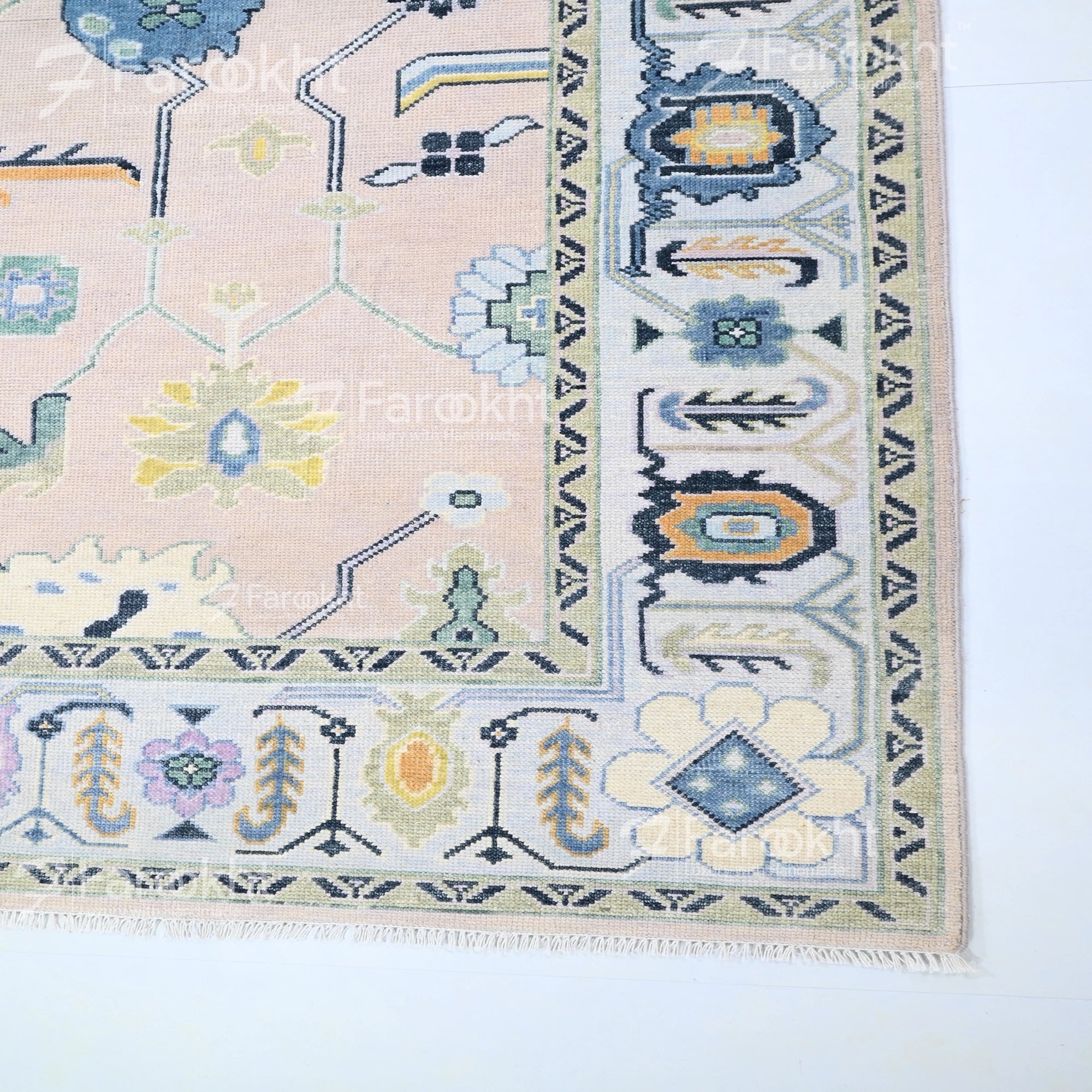 Hand Knotted Oushak Carpet and Rugs 07