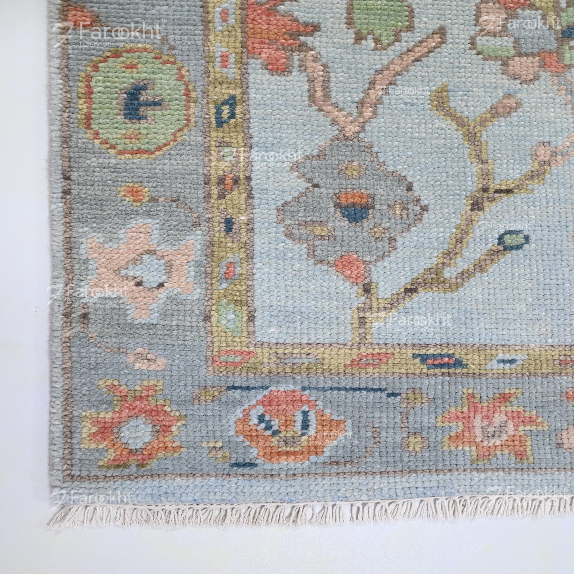 Hand Knotted Oushak Carpet and Rugs 028