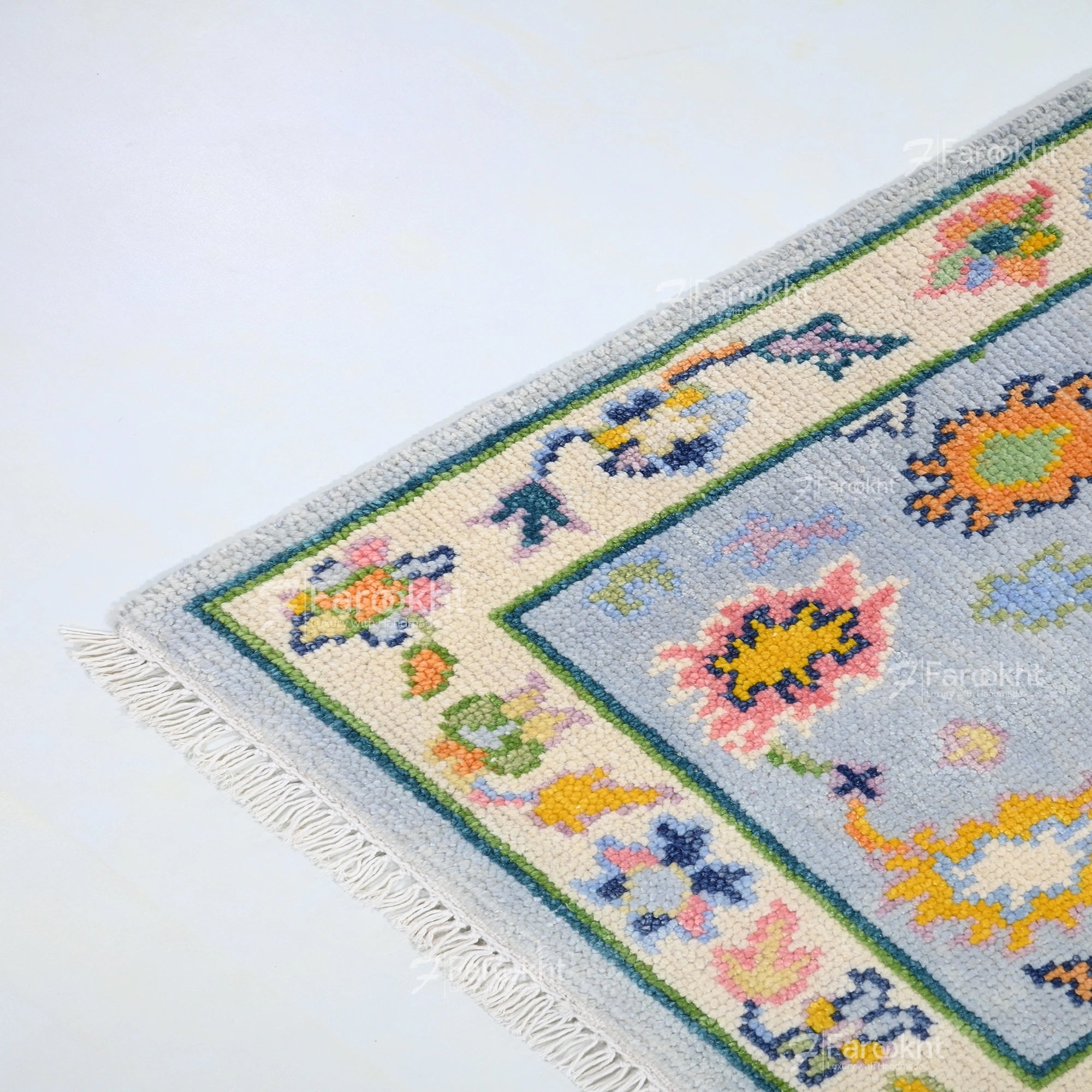 Hand Knotted Oushak Carpet and Rugs 011