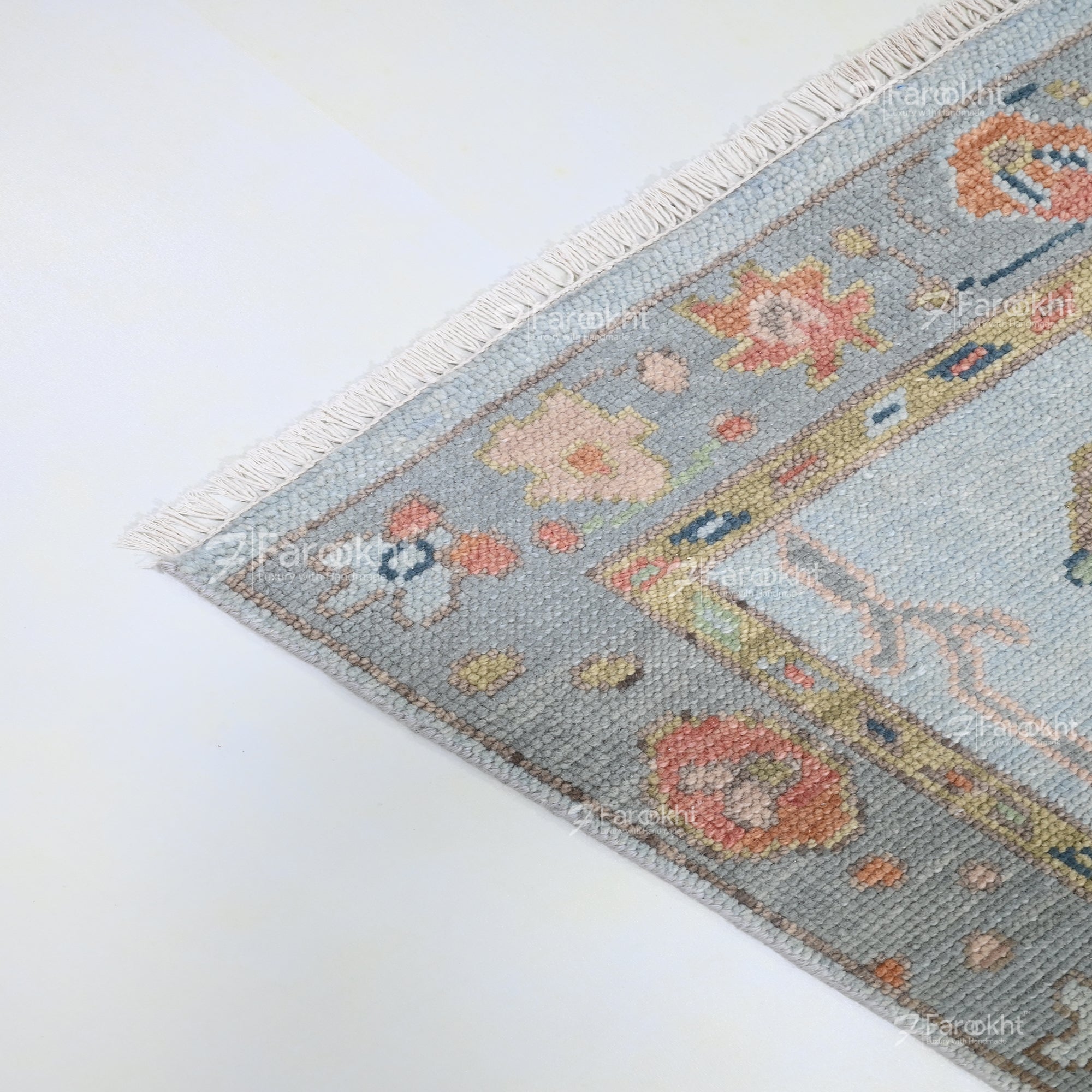 Hand Knotted Oushak Carpet and Rugs 028