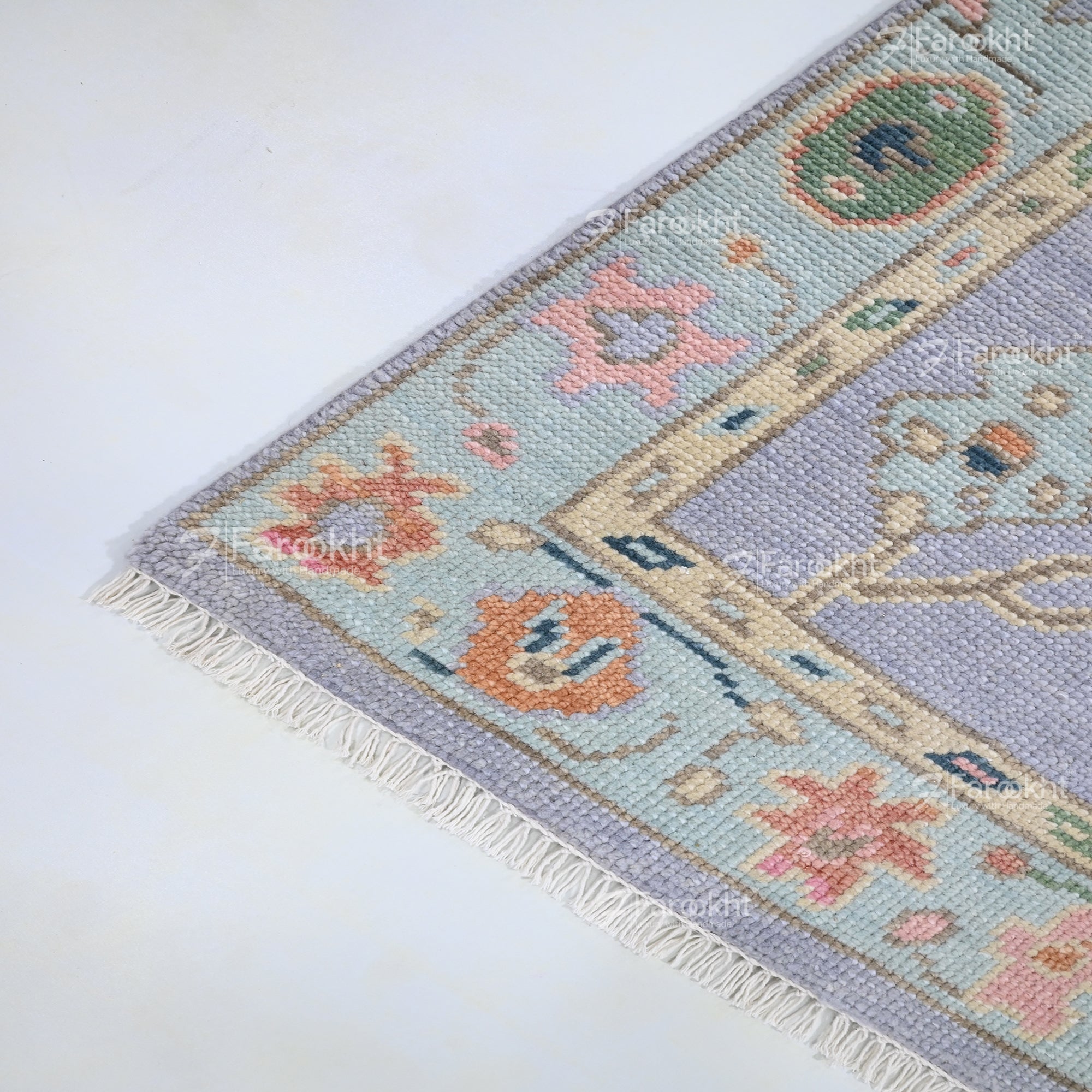 Hand Knotted Oushak Carpet and Rugs 029