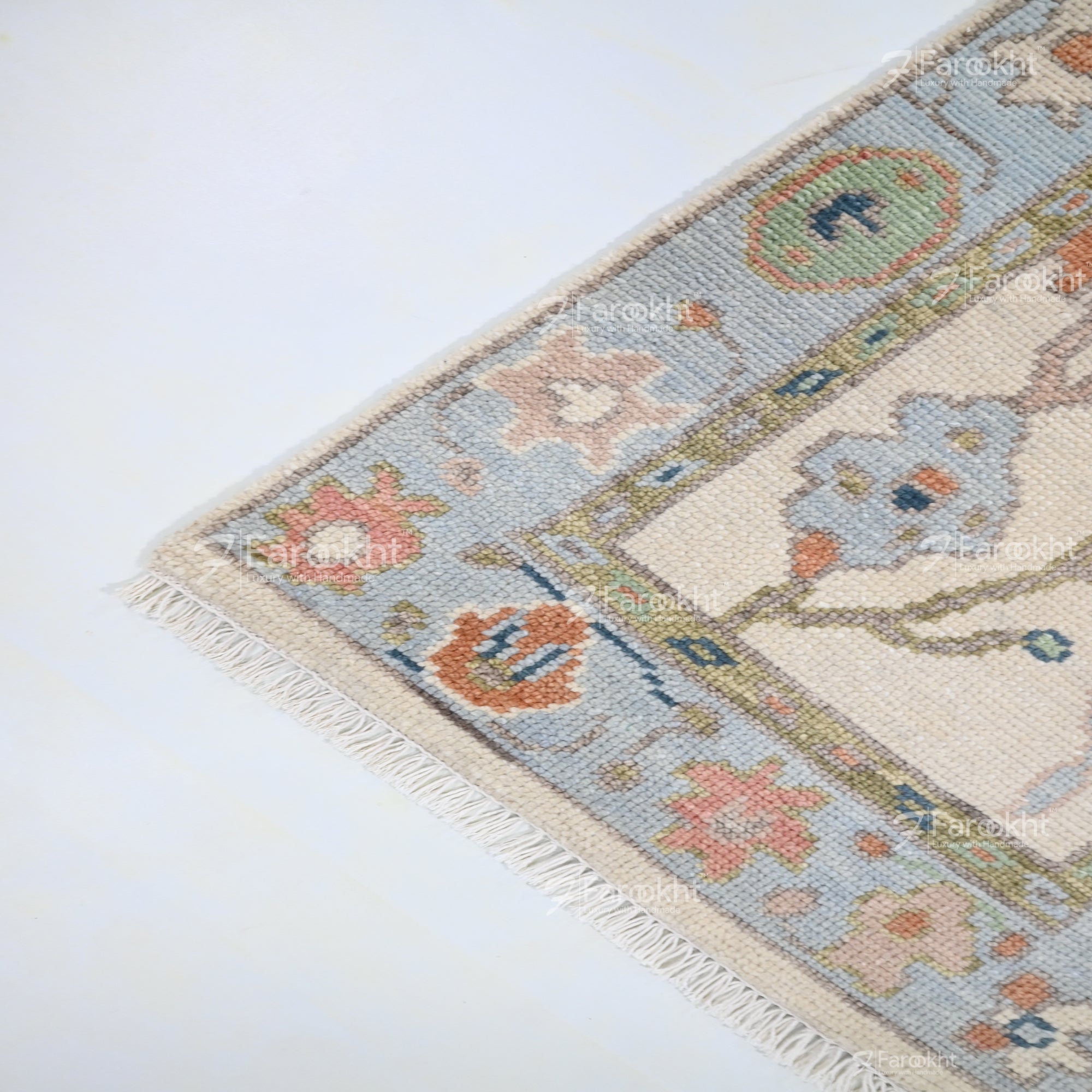 Hand Knotted Oushak Carpet and Rugs 027