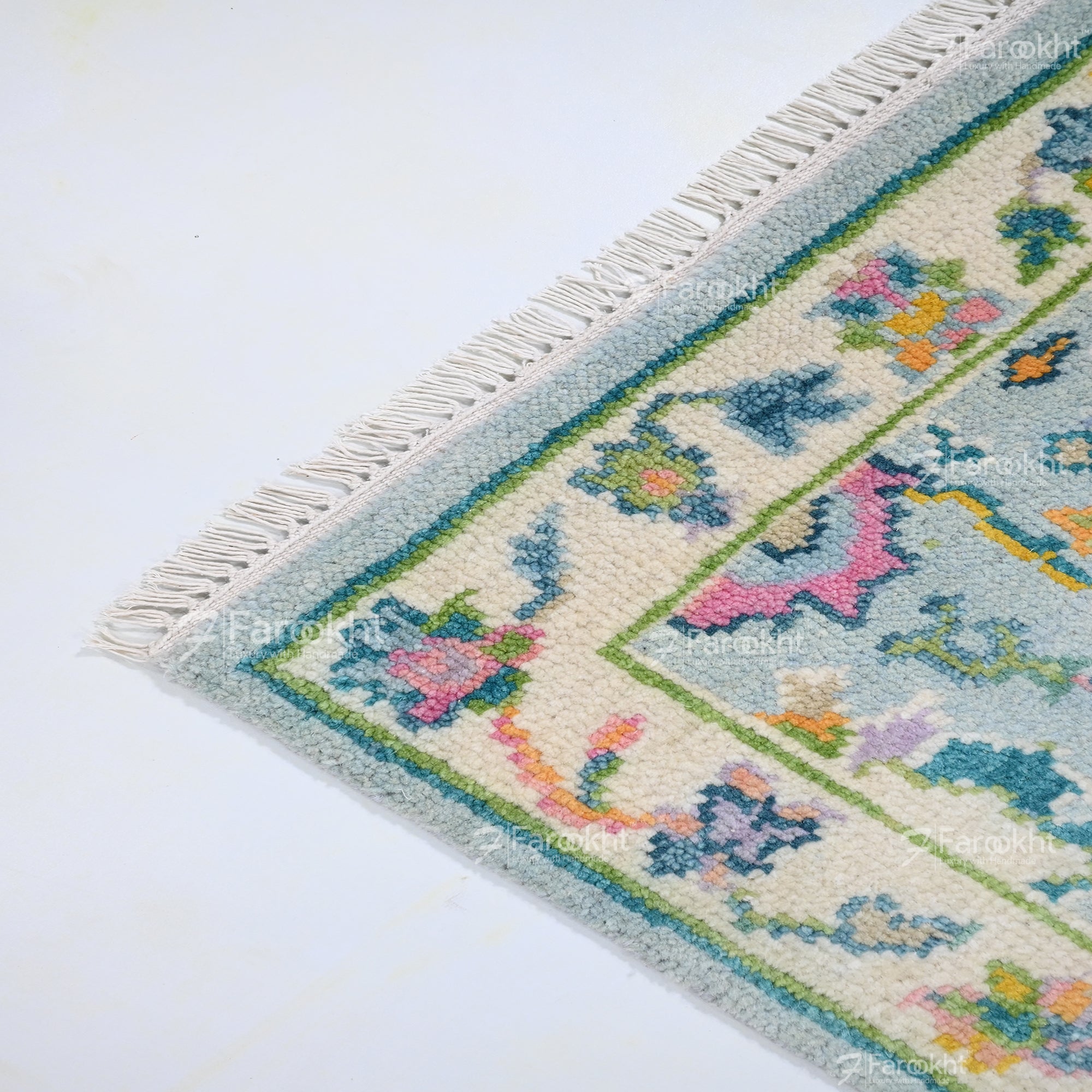 Hand Knotted Oushak Carpet and Rugs 015