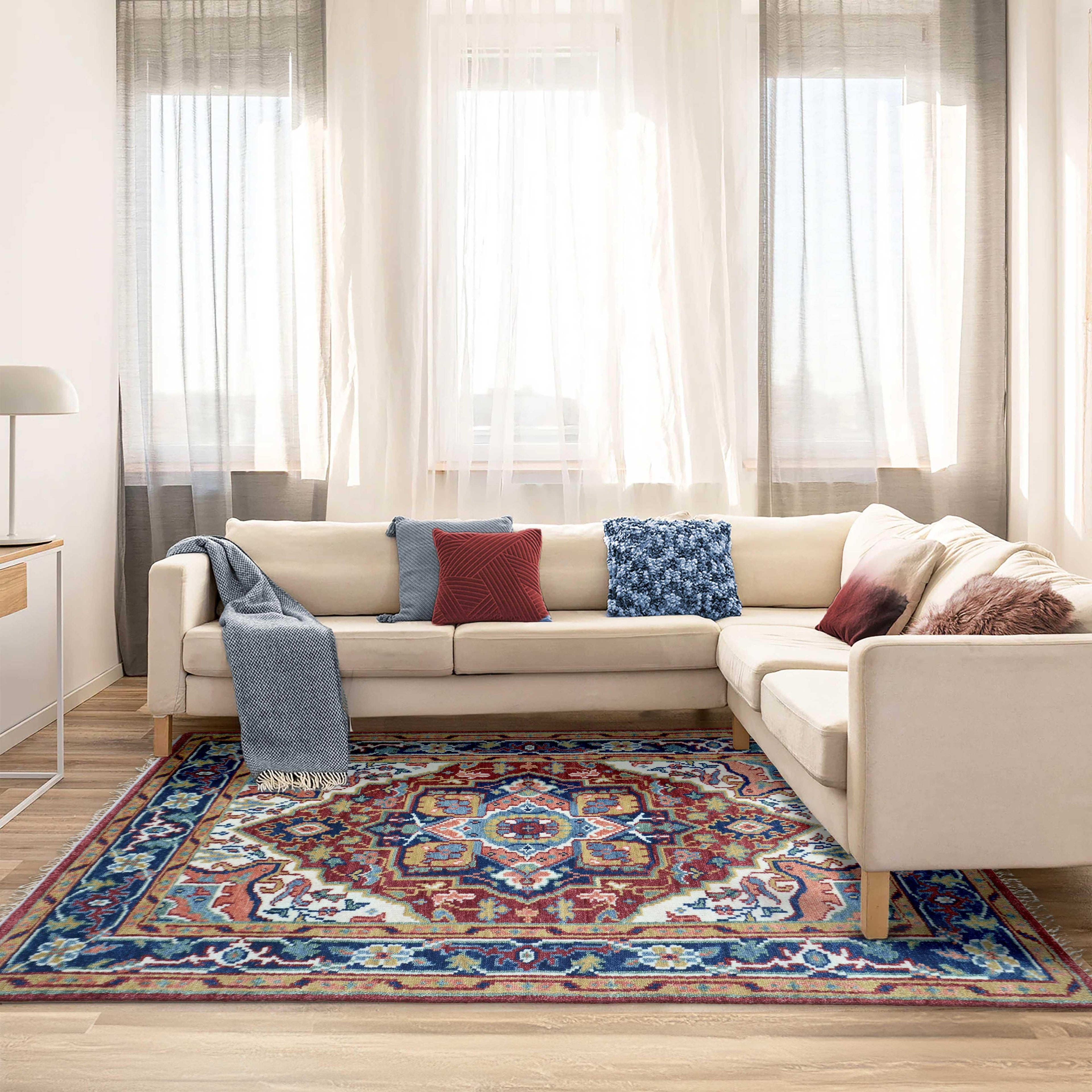 Hand Knotted Oushak Carpet and Rugs F-HKOU-004 a