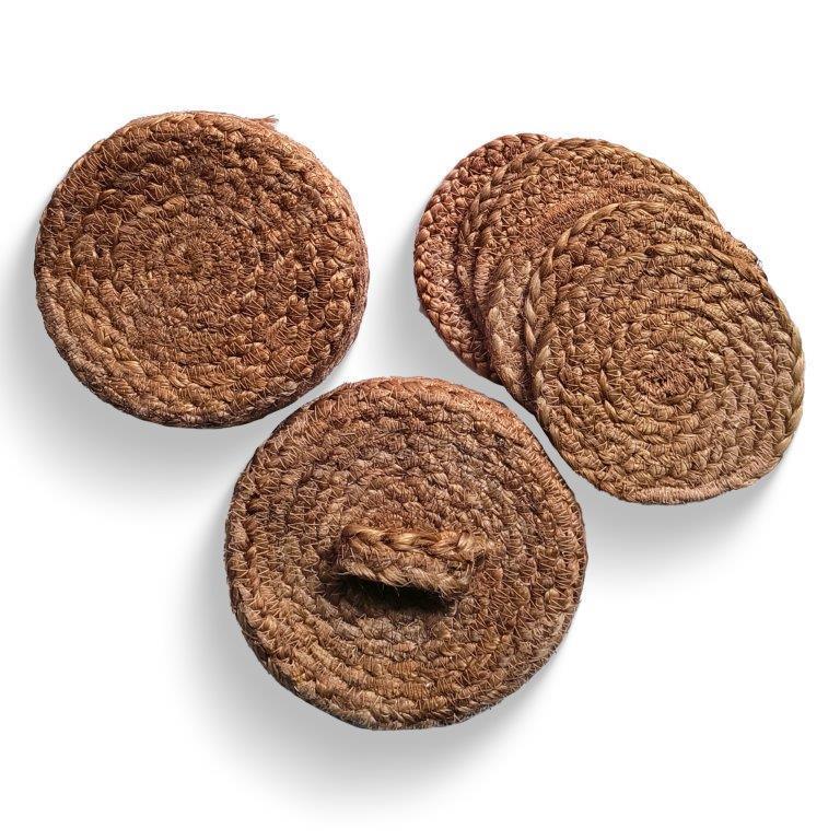 8a5a1e-8b.myshopify.com Water Hyacinth Placemats Set of 6 Jute Table Mats Farmhouse Boho Style 6x6 Inch | FPMG006