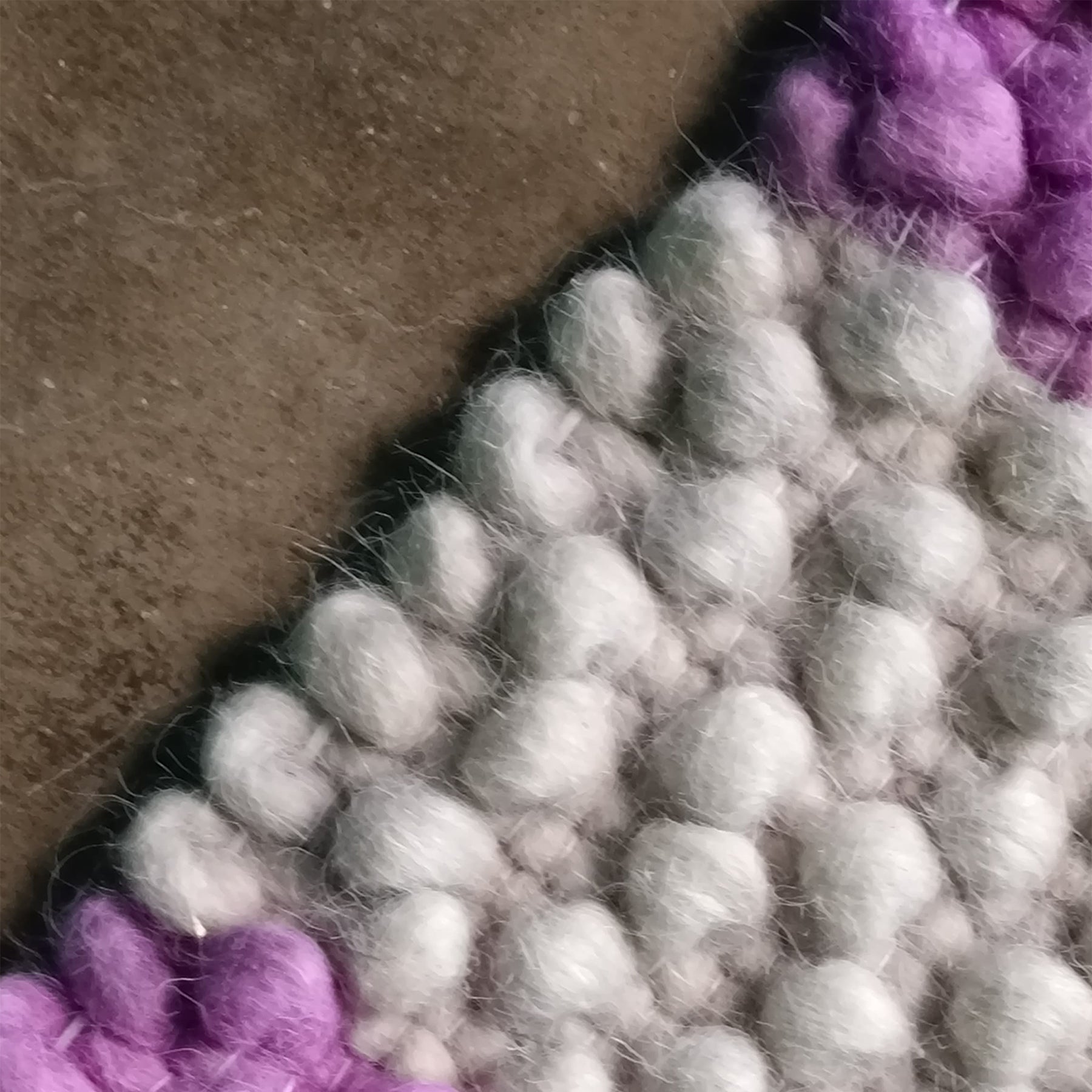 Wool Doormat - Purple Gray Striped Indoor Entry Mat F - DM -02