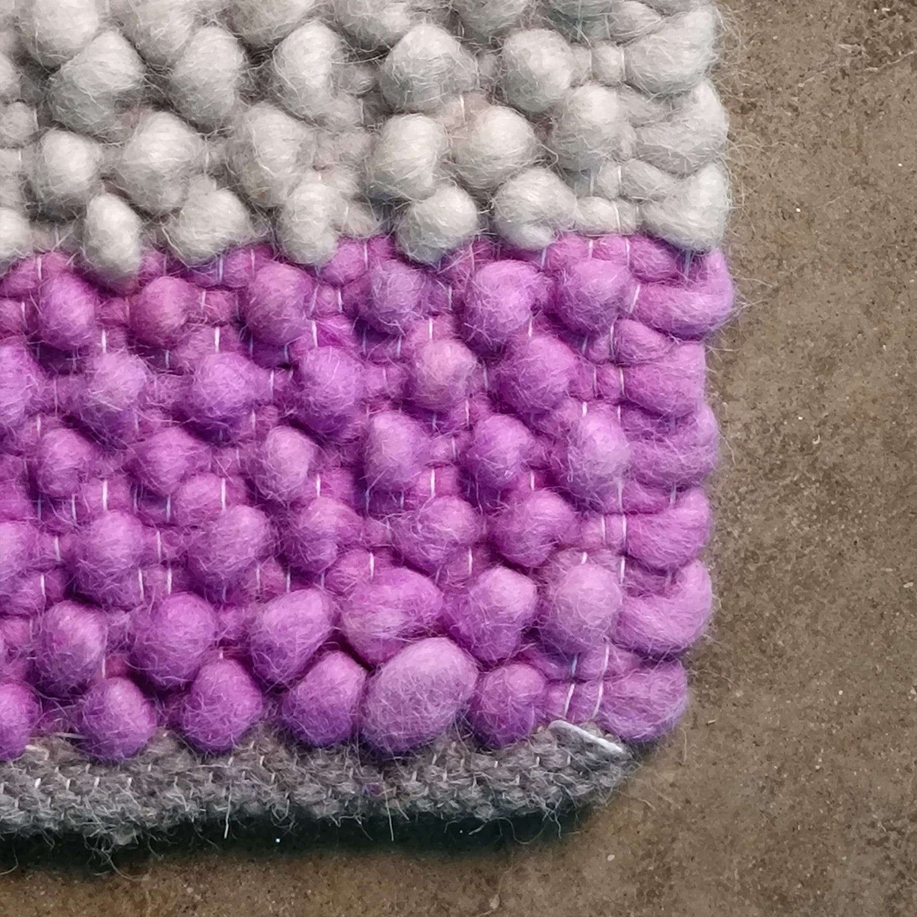 Wool Doormat - Purple Gray Striped Indoor Entry Mat F - DM -02