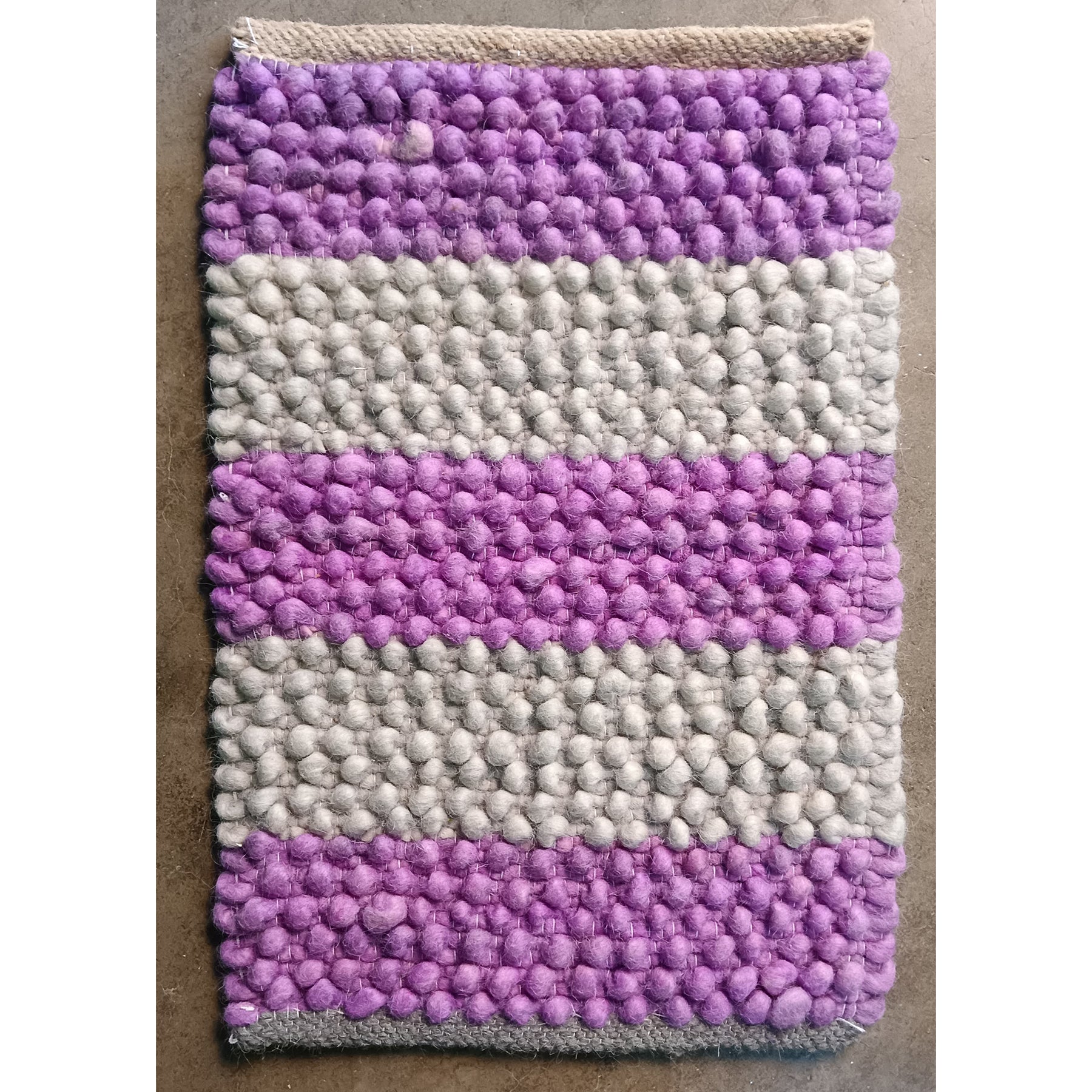 Wool Doormat - Purple Gray Striped Indoor Entry Mat