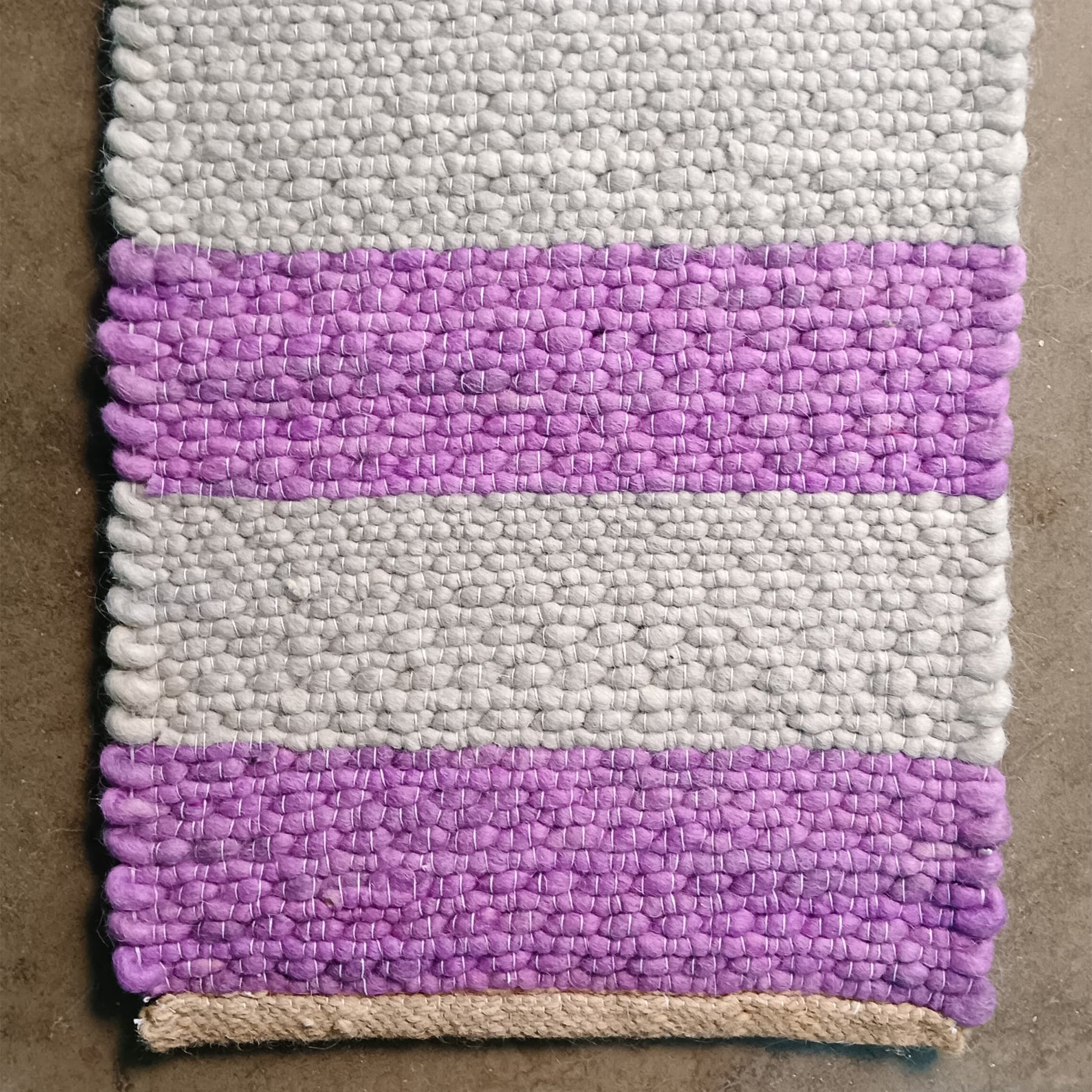 Wool Doormat - Purple Gray Striped Indoor Entry Mat