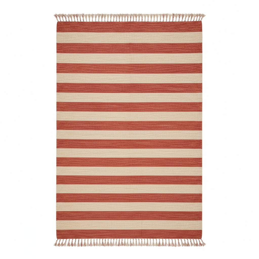 Premium handwoven wool blend with a soft, durable flatweave.