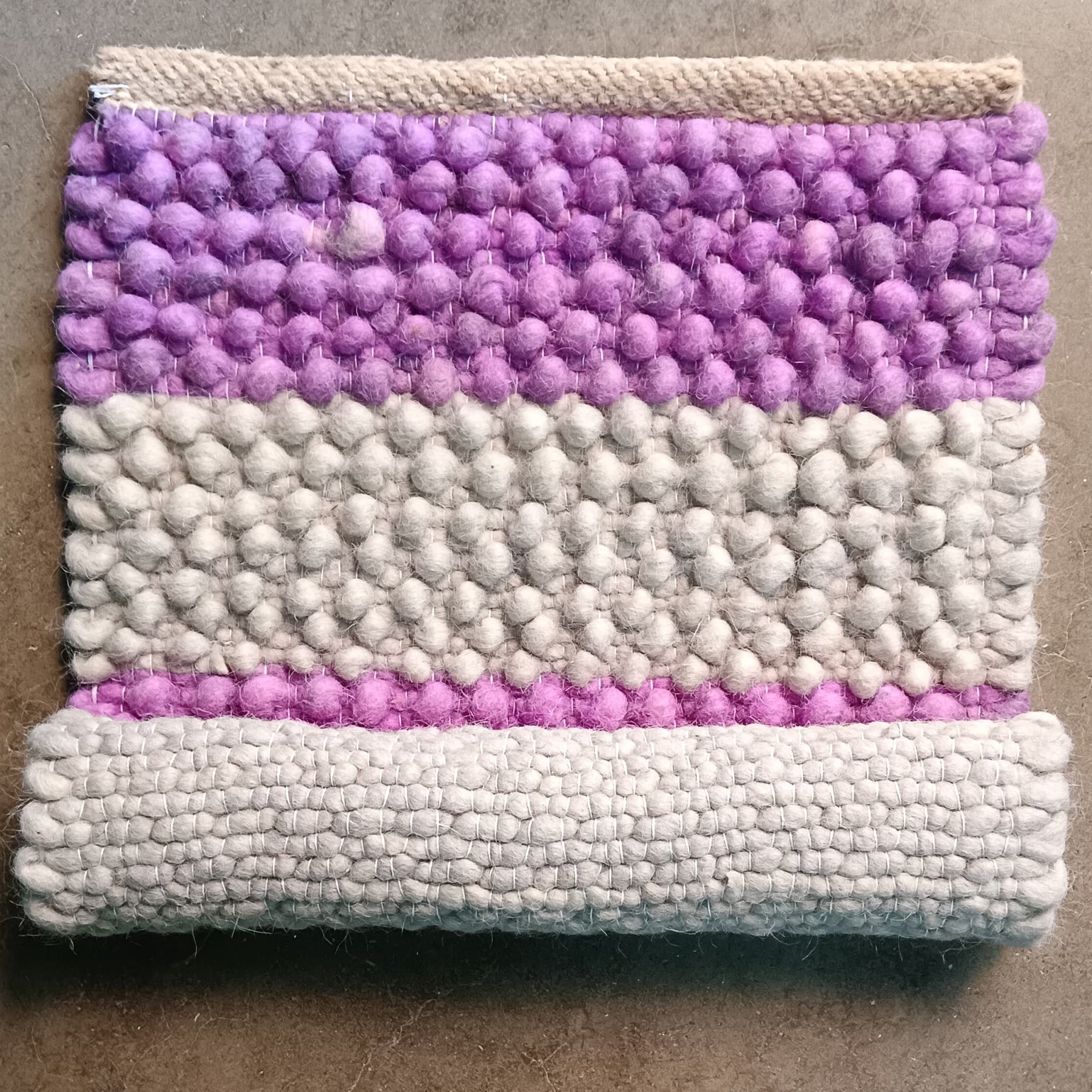Wool Doormat - Purple Gray Striped Indoor Entry Mat