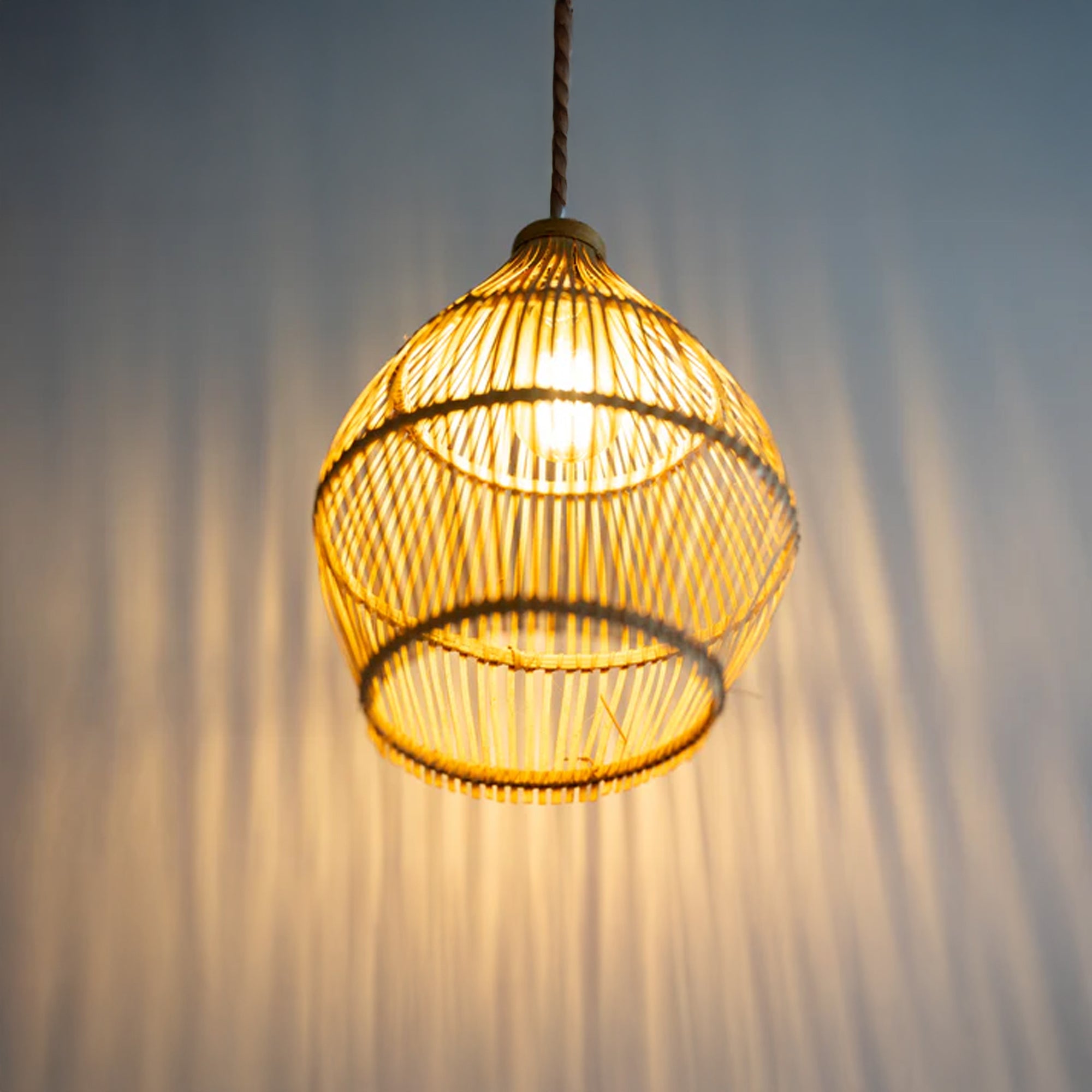 Natural Bamboo Lampshade – Handwoven Pendant Light Shade for Boho &amp; Modern Spaces
