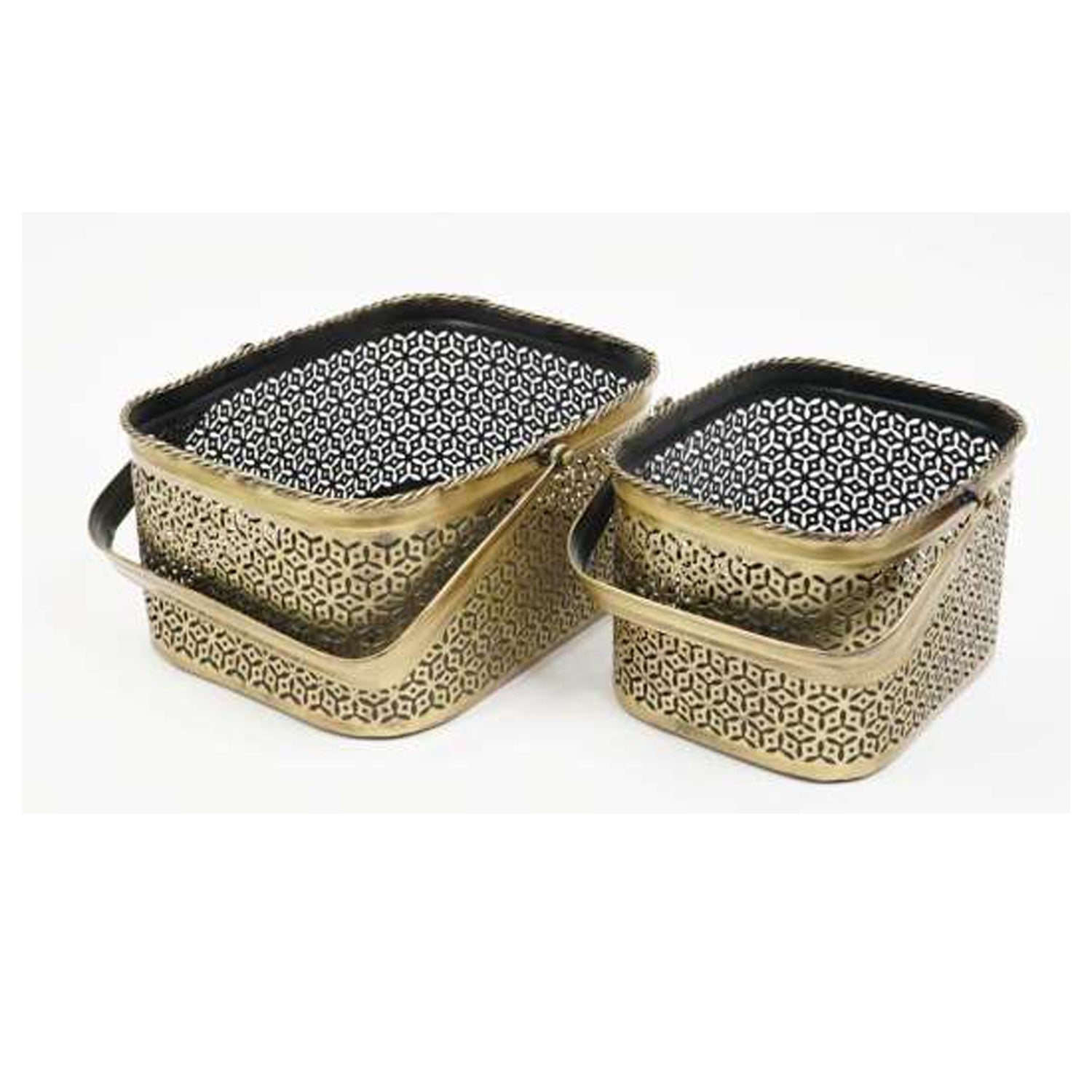 Set of 2 Rectangular Storage Baskets – Handwoven Decorative Organizer Bins