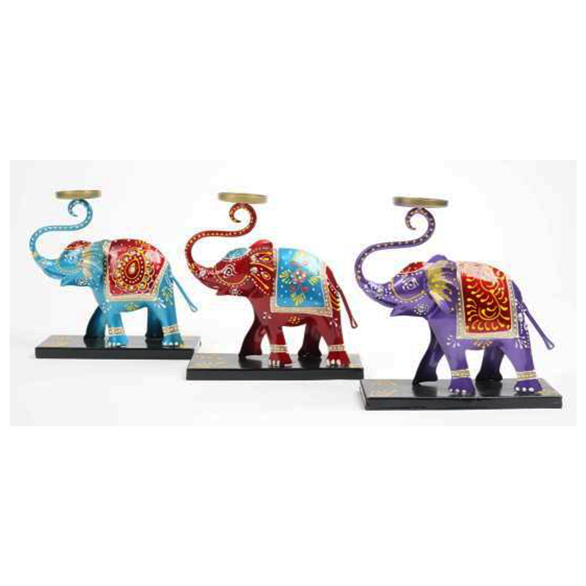 Small Elephant Set T-Light Holders - Handcrafted Decor Elegance