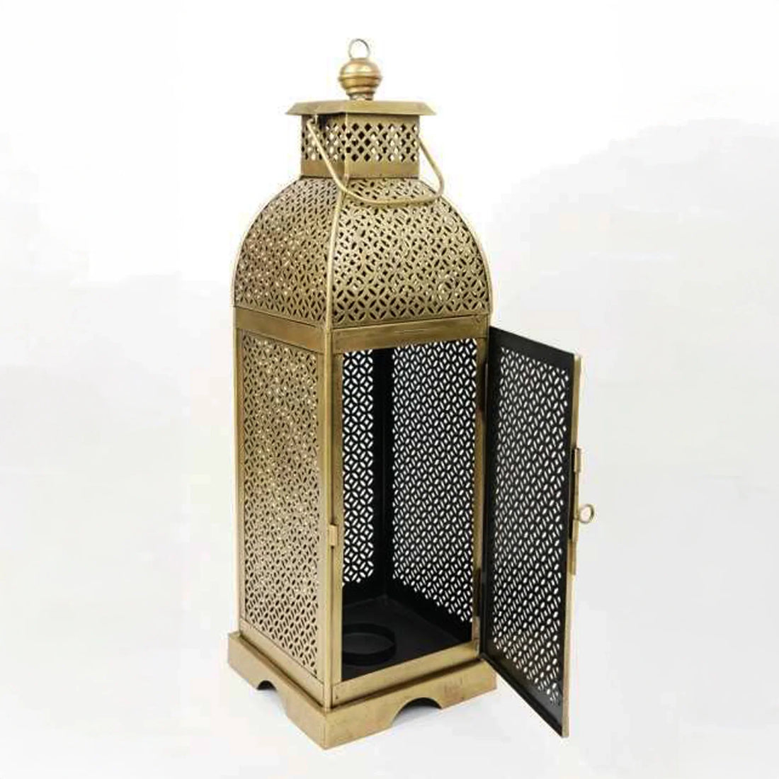 Large Iron Celtic Cut Lantern – Vintage Rustic Candle Holder for Home &amp; Garden Décor