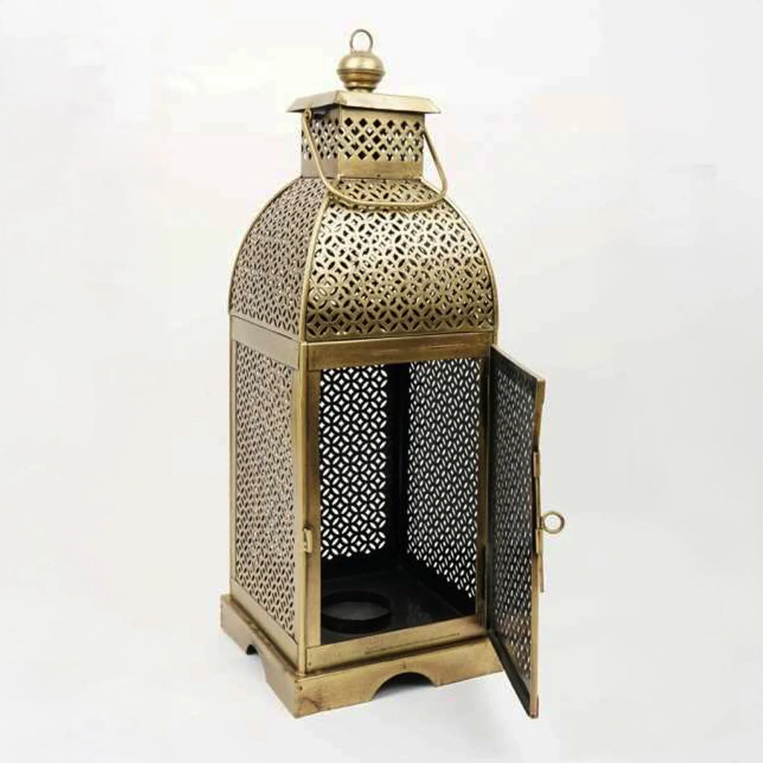 Medium Iron Celtic Cut Lantern – Handcrafted Rustic Candle Holder for Home &amp; Patio