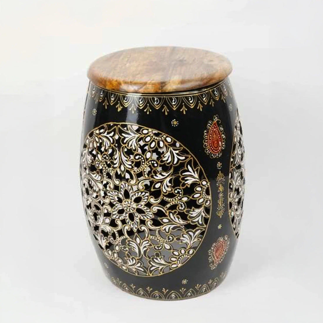 Small Metal Decorative Damru Stand – Handcrafted Indian Folk Art Table Accent