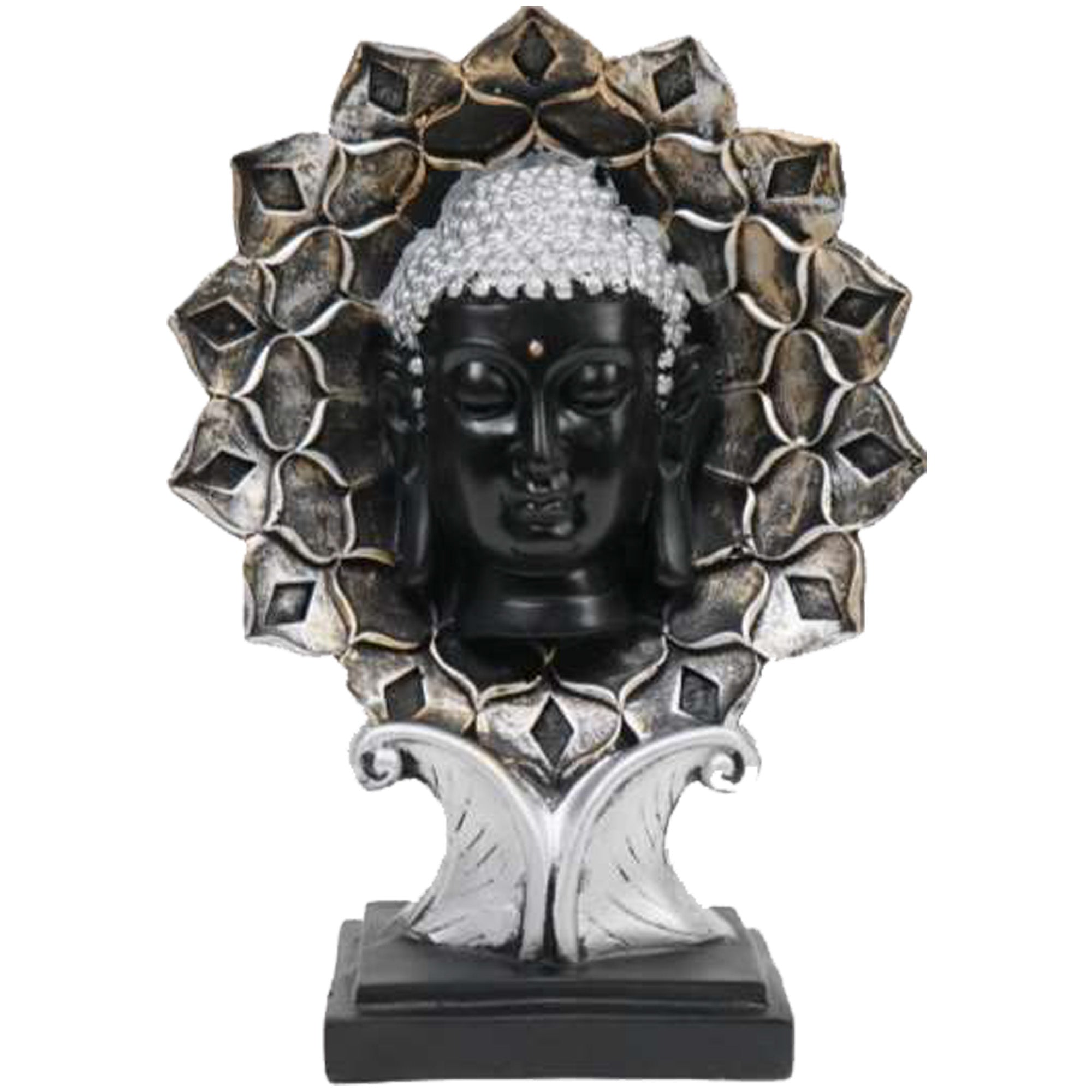 Flower Silver Buddha Statue – Peaceful Elegance for Your Space