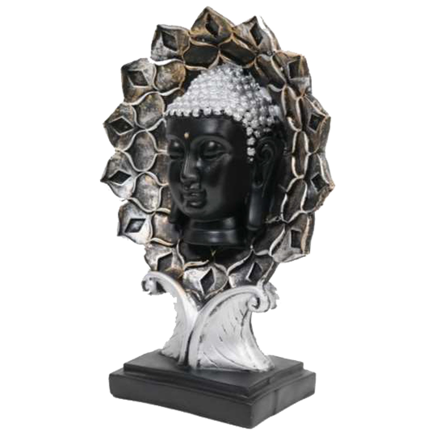 Flower Silver Buddha Statue – Peaceful Elegance for Your Space