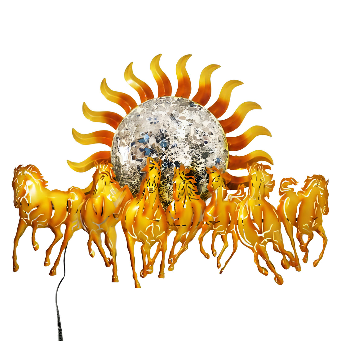Acid Horse with Sun Sculpture – Psychedelic Art-Inspired Decor for Bold &amp; Modern Spaces