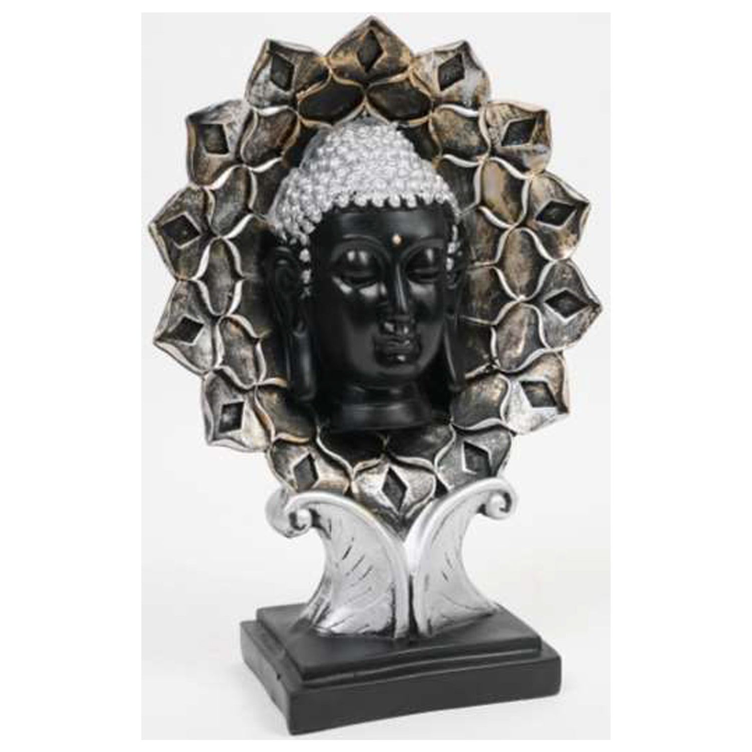 Flower Silver Buddha Statue – Peaceful Elegance for Your Space