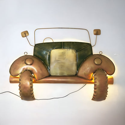Car Face Wall Decor – Retro Automotive Front Design for Garage, Man Cave &amp; Home Interiors
