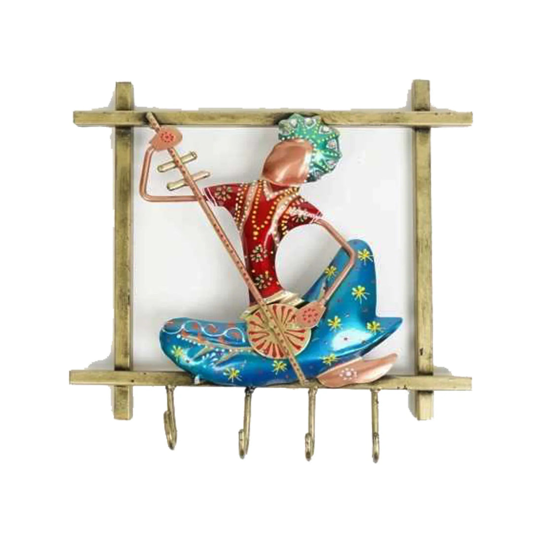 Handcrafted Iron Musician Wall Hook – Artistic 3-Peg Hanger for Keys, Coats &amp; More