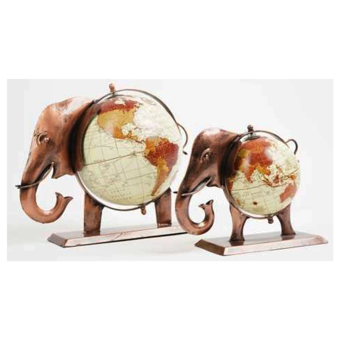 Painted Iron Elephant Globe – Handcrafted Decorative Sculpture