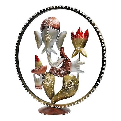 Lotus Ring Ganesha Figurine – Spiritual Decorative Idol with Modern Artistic Design