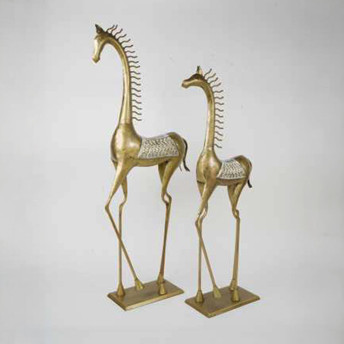 Iron Dancing Horse Sculptures – Set of 2 | Handcrafted Decorative Figurines