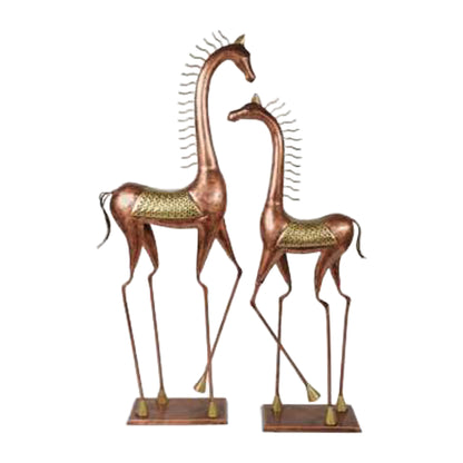 Iron Dancing Horse Sculptures – Set of 2 | Handcrafted Decorative Art for Home &amp; Office