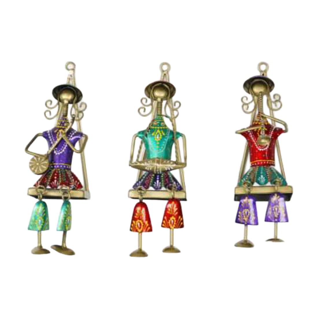 Metal Wall-Hanging Musician Sculpture – Swinging Leg Design on Square Base
