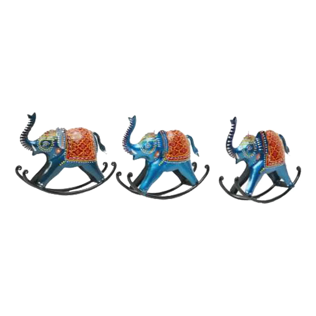 Handcrafted Iron Mini Rocking Elephant – Decorative Figurine for Home &amp; Office
