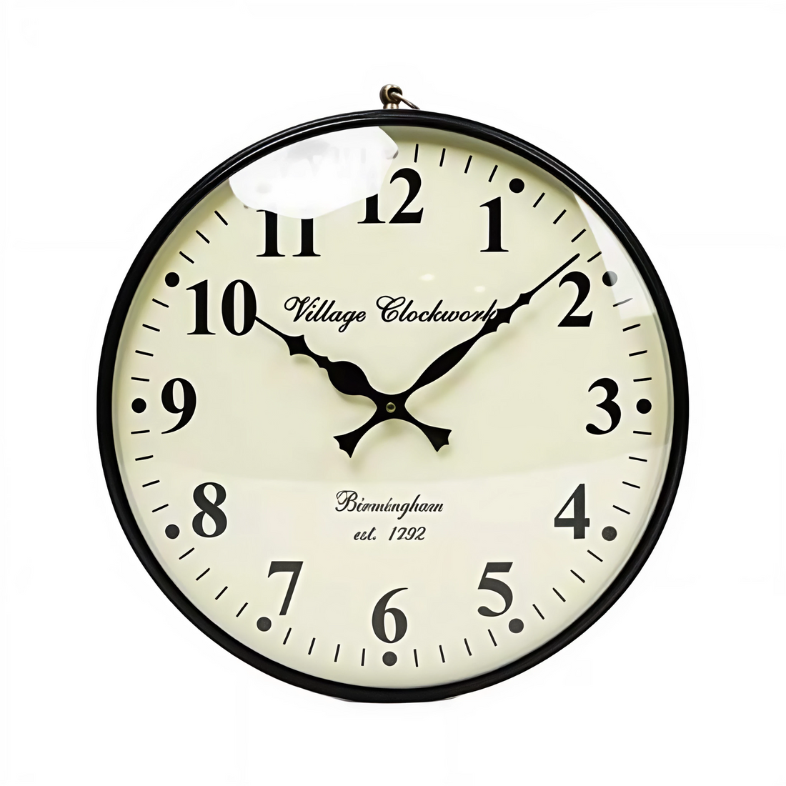 12” Vintage Railway Wall Clock with Hanger – Double-Sided Station Clock for Home, Office &amp; Café Décor