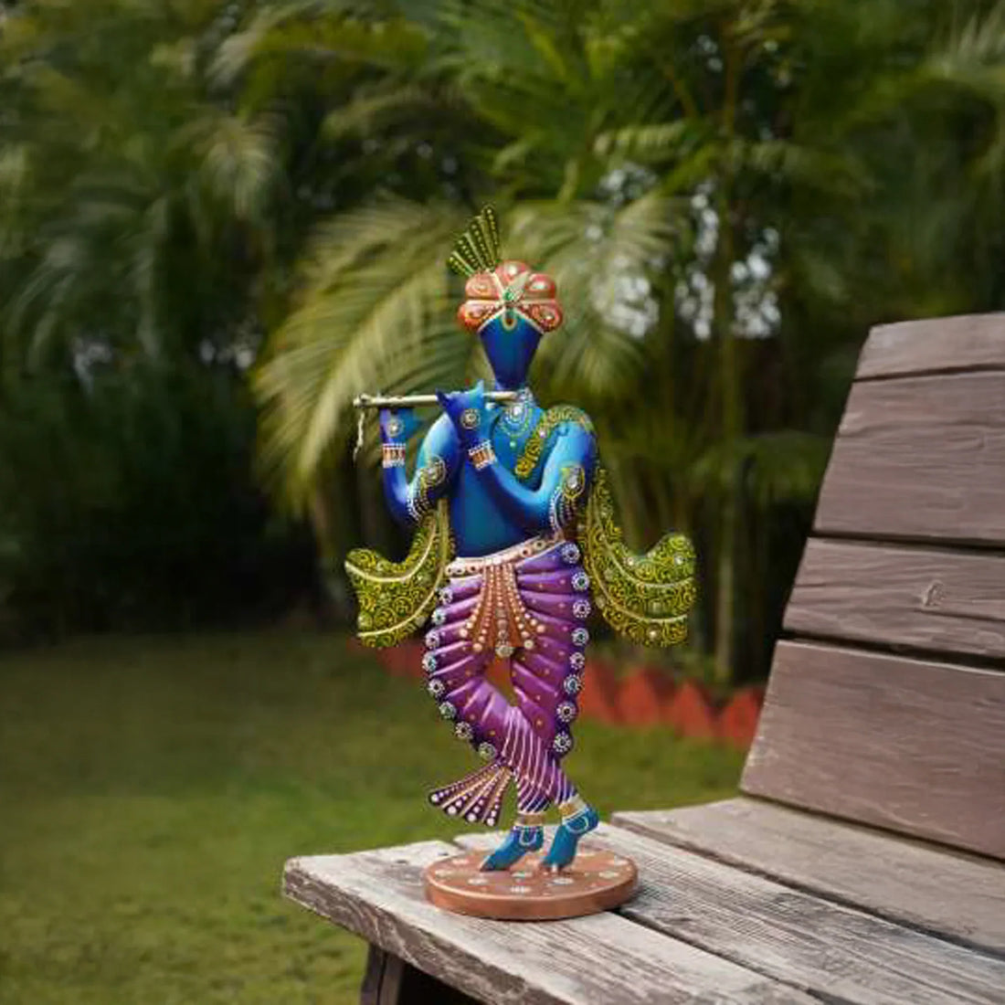 Handcrafted Iron Dancing Krishna Statue – Traditional Indian Art Decor
