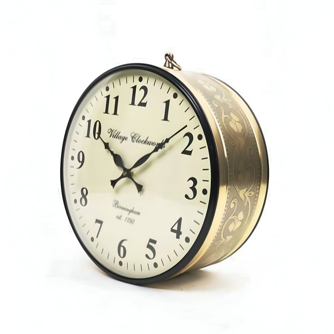 12” Vintage Railway Wall Clock with Hanger – Double-Sided Station Clock for Home, Office &amp; Café Décor