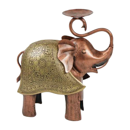 Metal Elephant Tealight Holder with Acid Etching – Decorative Candle Stand