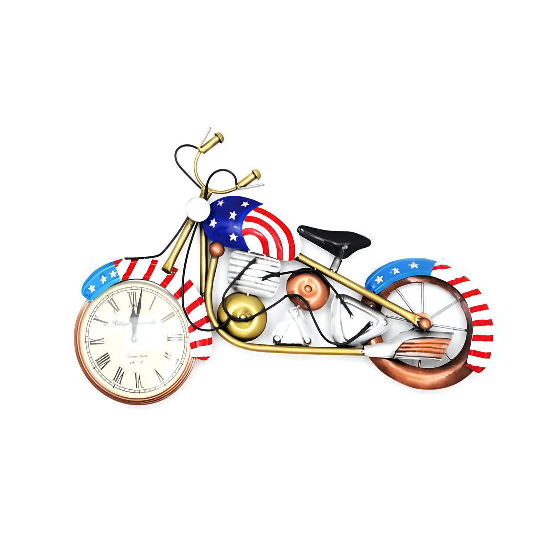 USA Flag Bike Wall Clock – Vintage Bicycle Timepiece for Cyclists &amp; Patriotic Decor