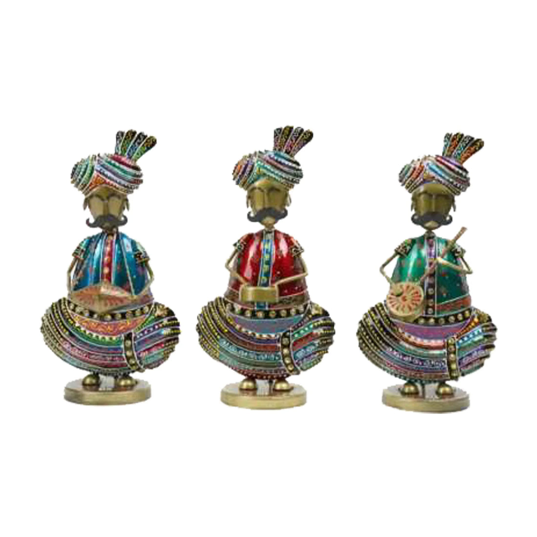 Handcrafted Iron Rajasthani Musicians Set – Traditional Folk Art Home Decor