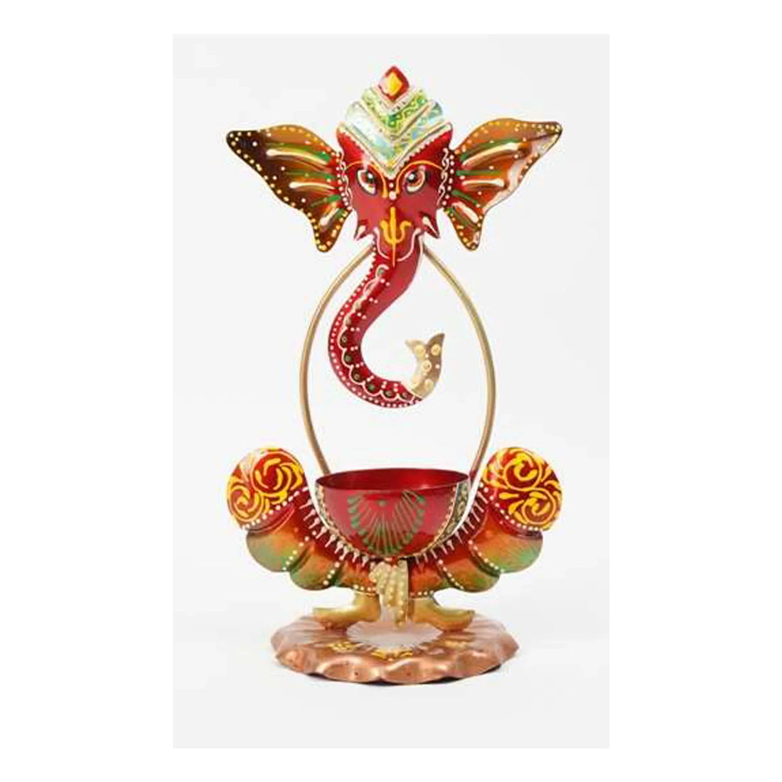 Handcrafted Iron Ganesh T-Light Holder – Spiritual Home Decor with Tea Light Candle Stand