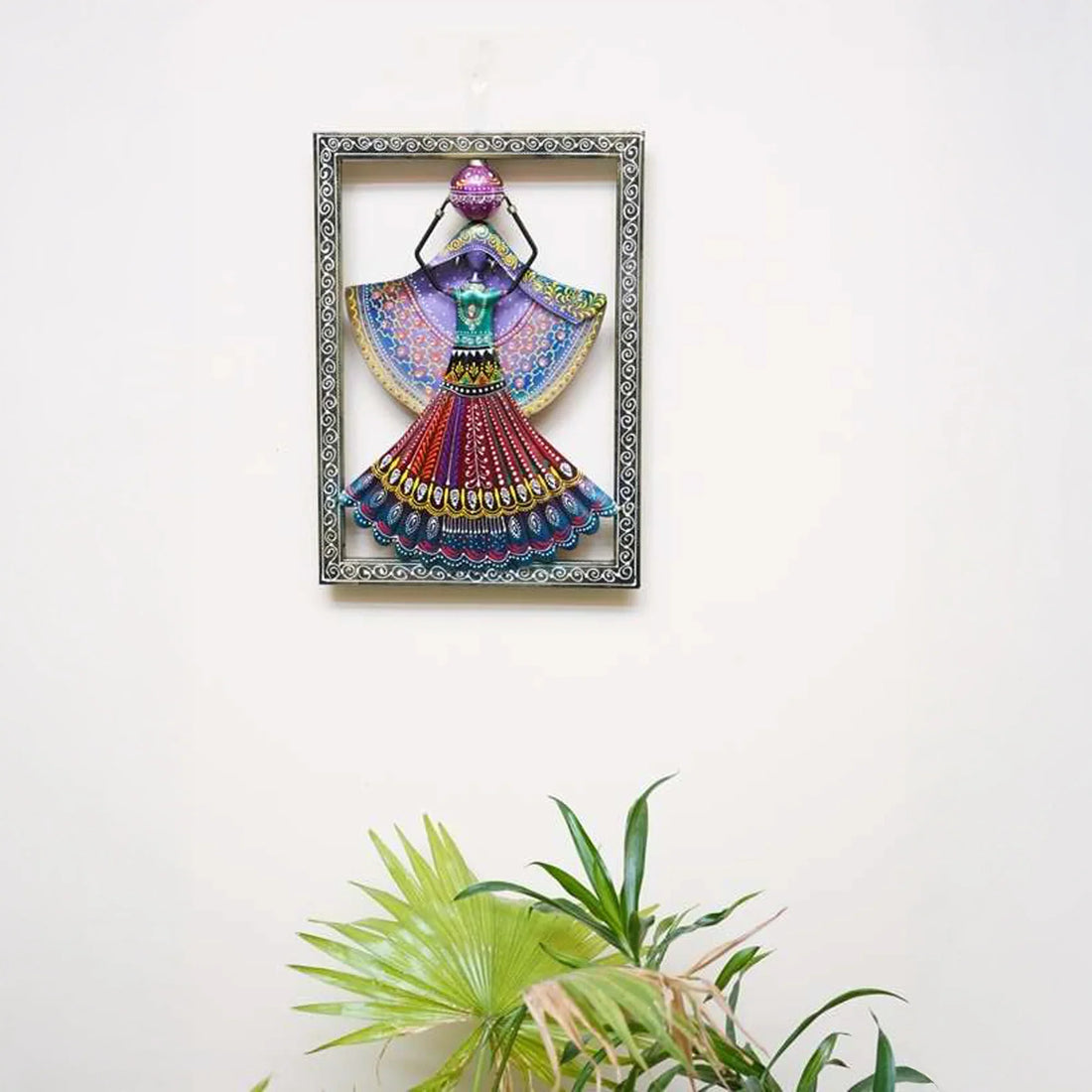 Handcrafted Iron Kalbelia Dancer Wall Frame – Rajasthani Folk Art Home Decor