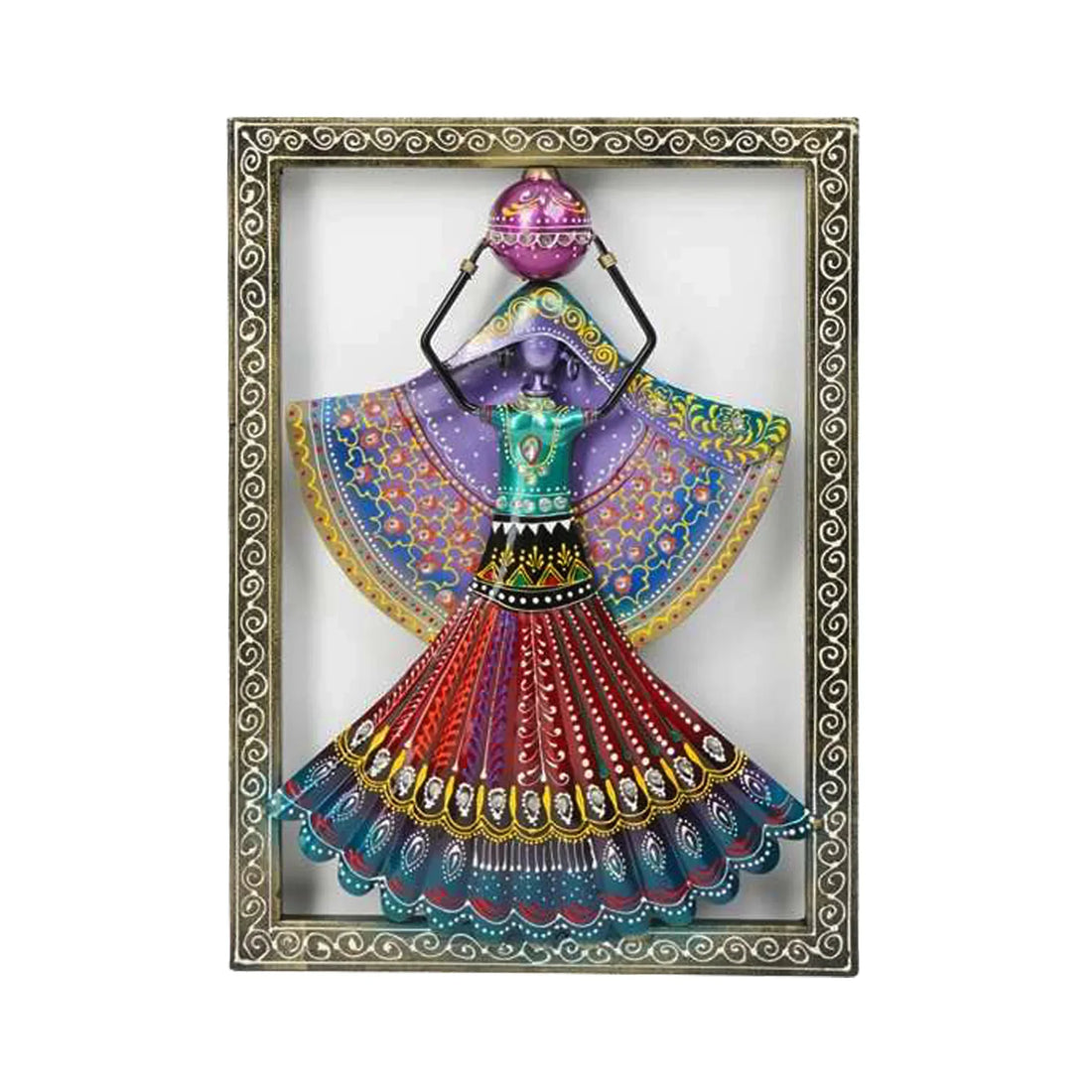 Handcrafted Iron Kalbelia Dancer Wall Frame – Rajasthani Folk Art Home Decor