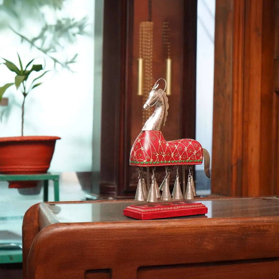 Iron Bell Horse with Base - Rustic Artisan Charm