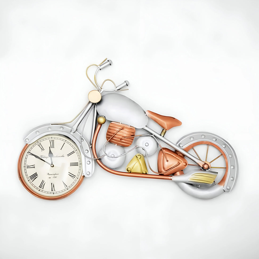 Silver Bicycle Wall Clock – Modern Bike-Themed Timepiece for Home or Office Decor