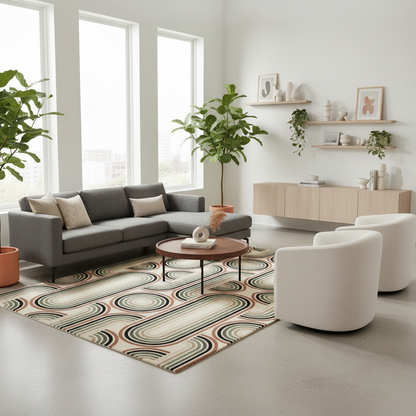 Modern retro pattern hand-tufted rug for living room decor