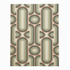 Hand-tufted retro geometric rug in olive green, sage, and rust tones